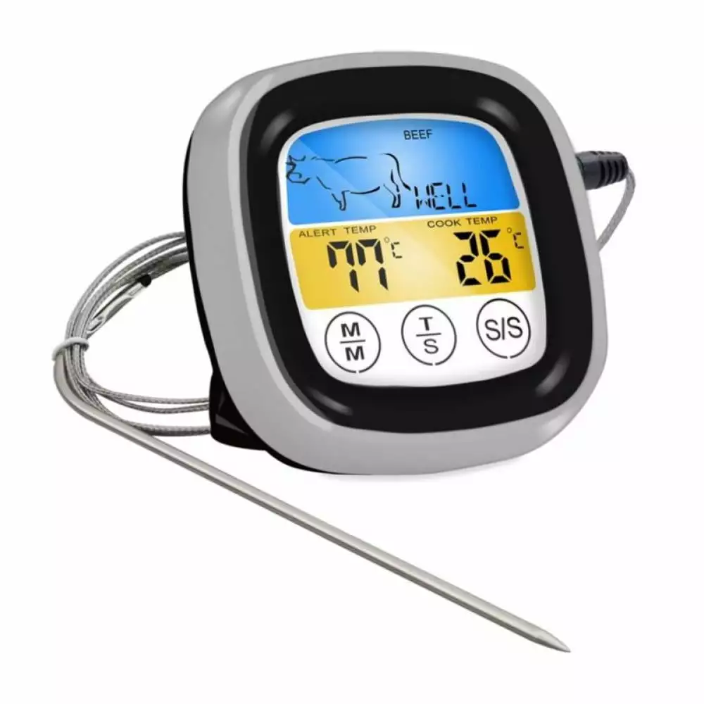 Instant Read Digital Food Meat Thermometer Cooking Oven Kitchen BBQ Grill Smoker Color LCD Backlight Touch Screen PATIO_PE...