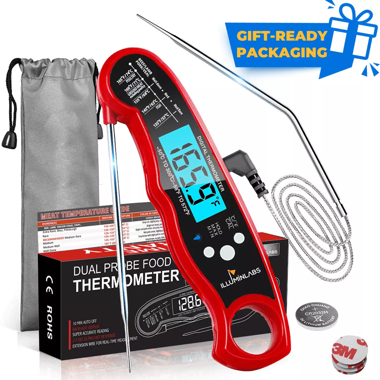 ComfiTime Dual Probe Meat Thermometer Digital Food Thermometer Alarm Cooking Candy Oven Grill and Deep Fry