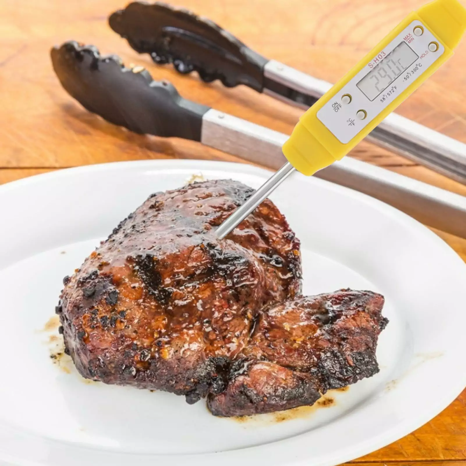 LaMaz 1Pc Instant Reading Digital Food Thermometer Kitchen Cooking BBQ Meat Probe Yellow