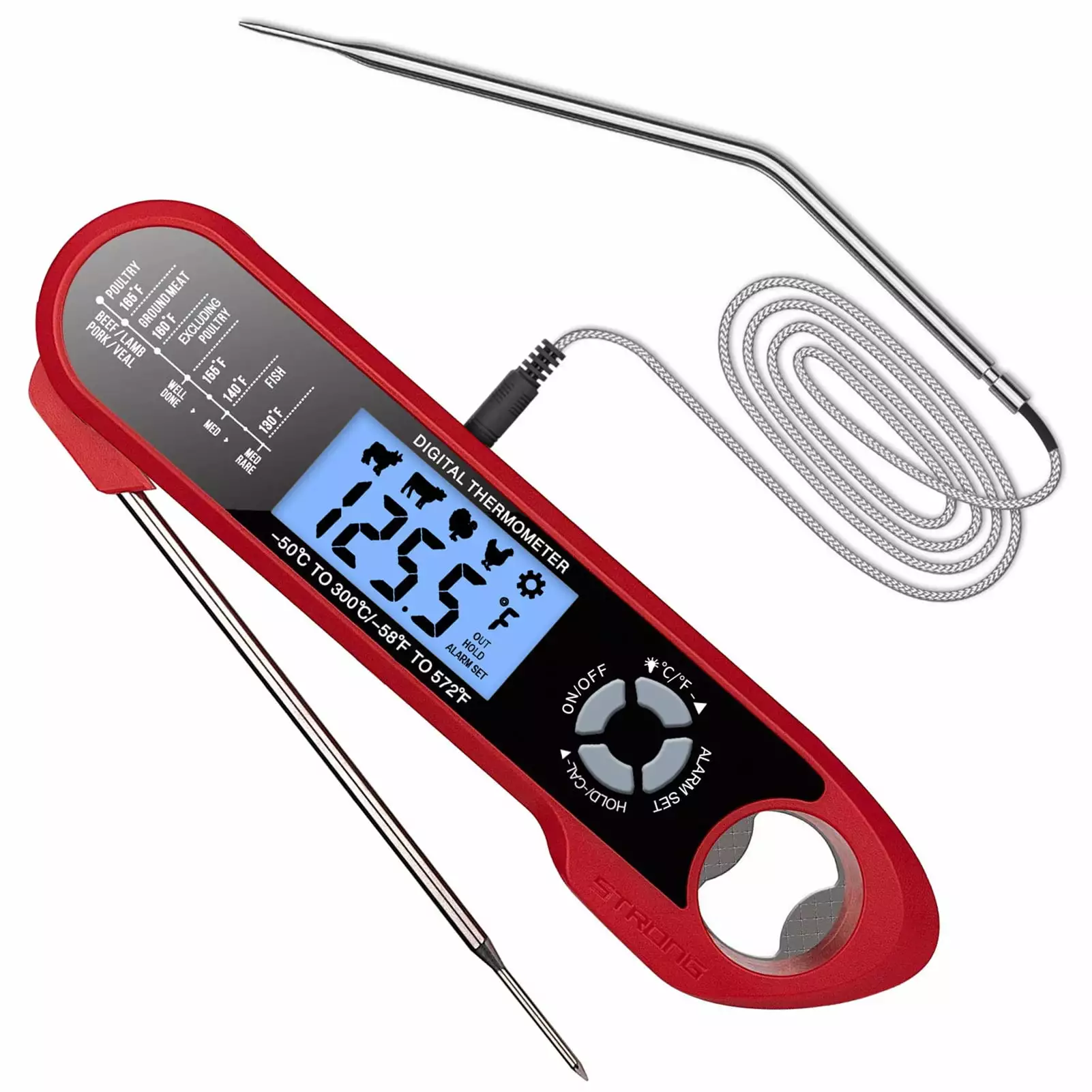 Arealer 2 1 Dual Probe Instant Read Food Meat Thermometer Kitchen Cooking Oven Grilling Backlight Waterproof