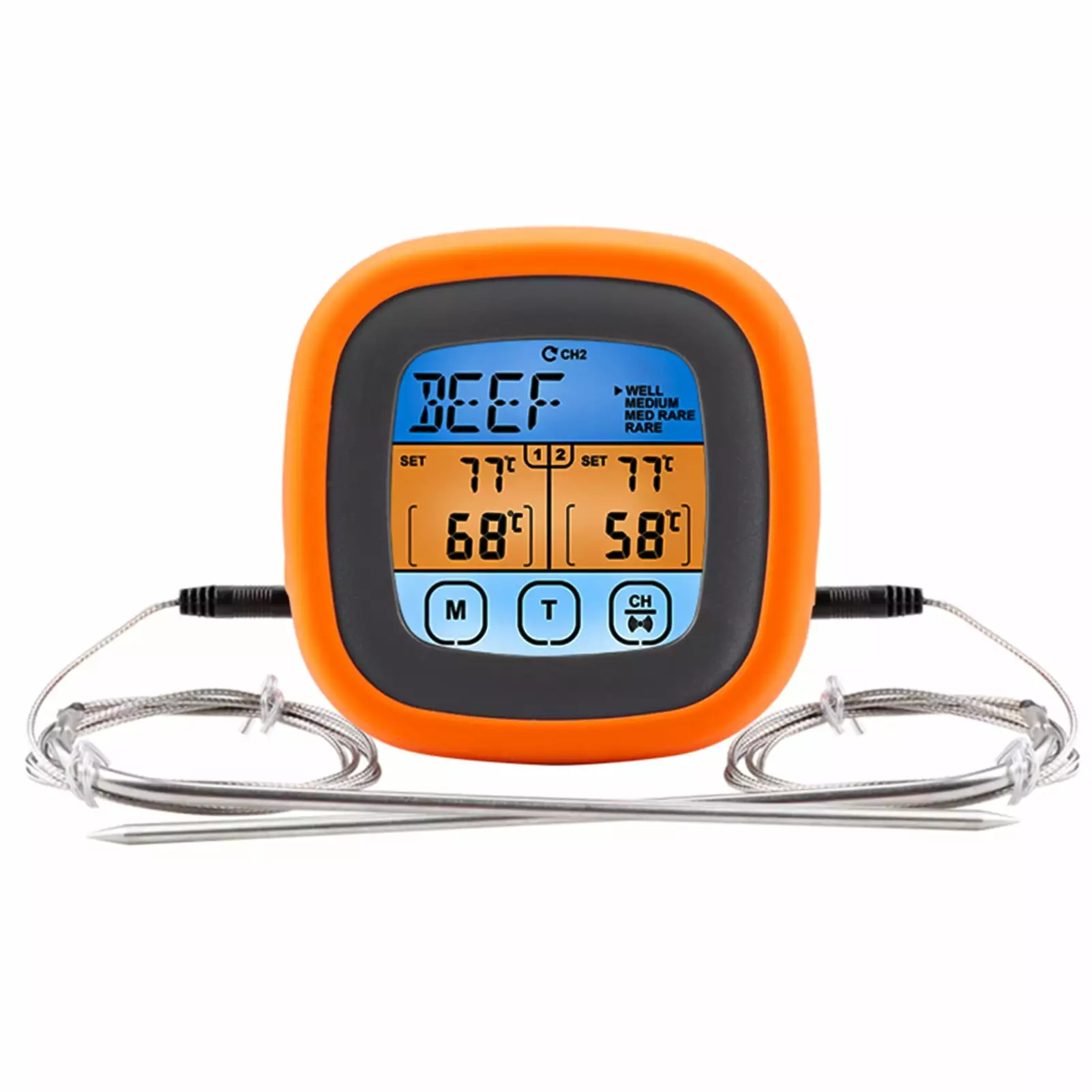 Digital Meat Thermometer 2 Probes Oven Grill Barbecue Cooking Food Thermometer Cacagoo