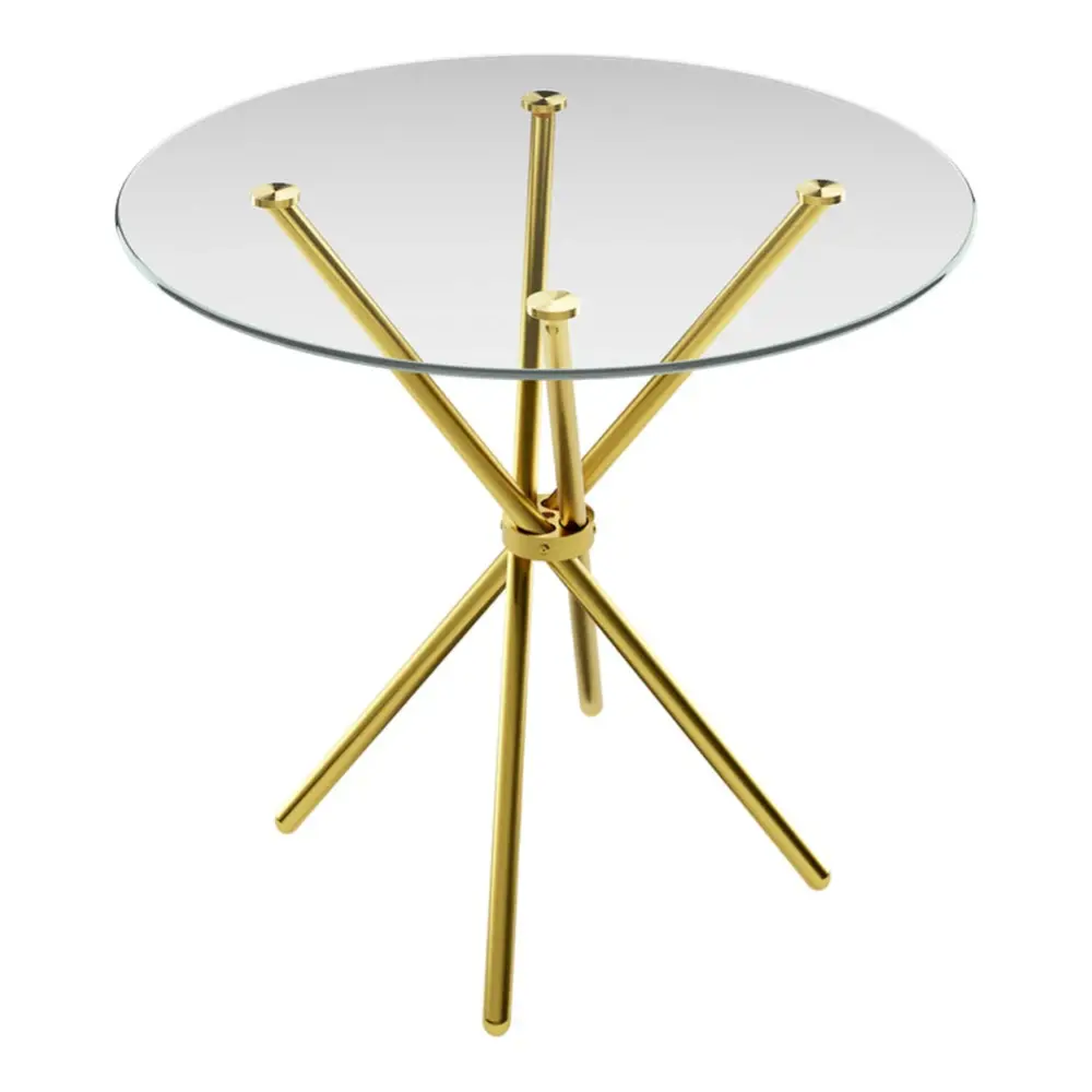 Maison Round Dining Table - Glass-like Glass & Gold