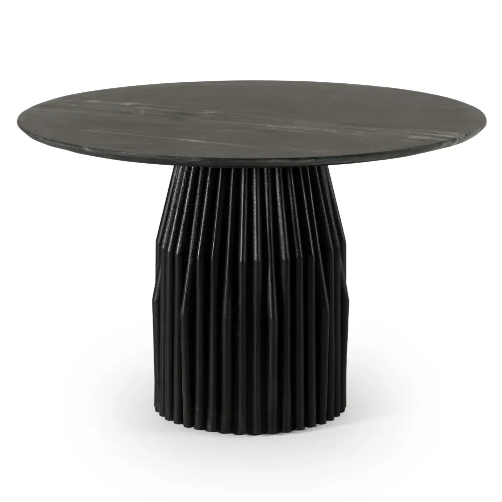Modrest Jenna - Modern Black Marble + Onyx Mango Round Dining Table Champagne Flute