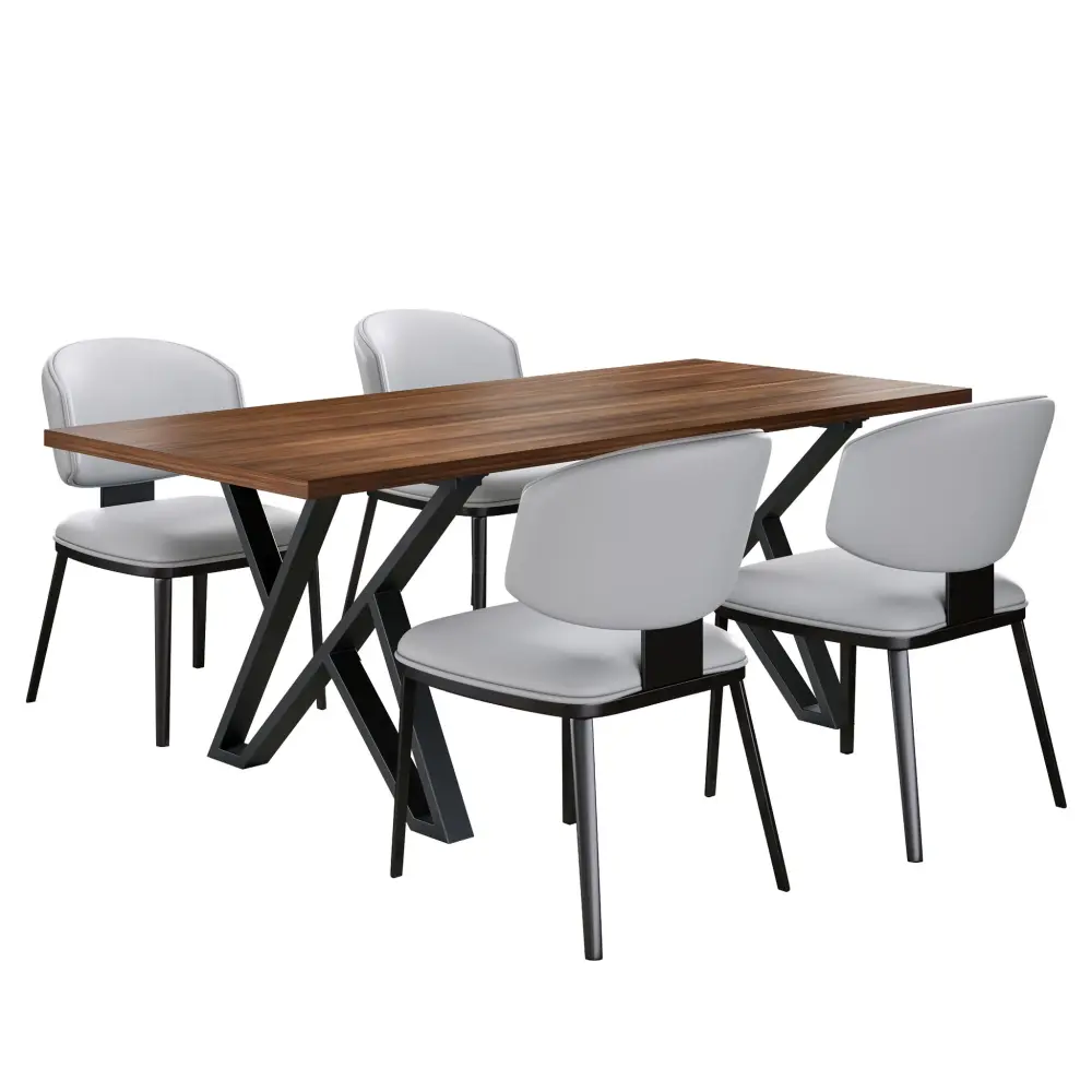 5 Pieces Modern And Alloy Dining Set Shatterproof Guarantee