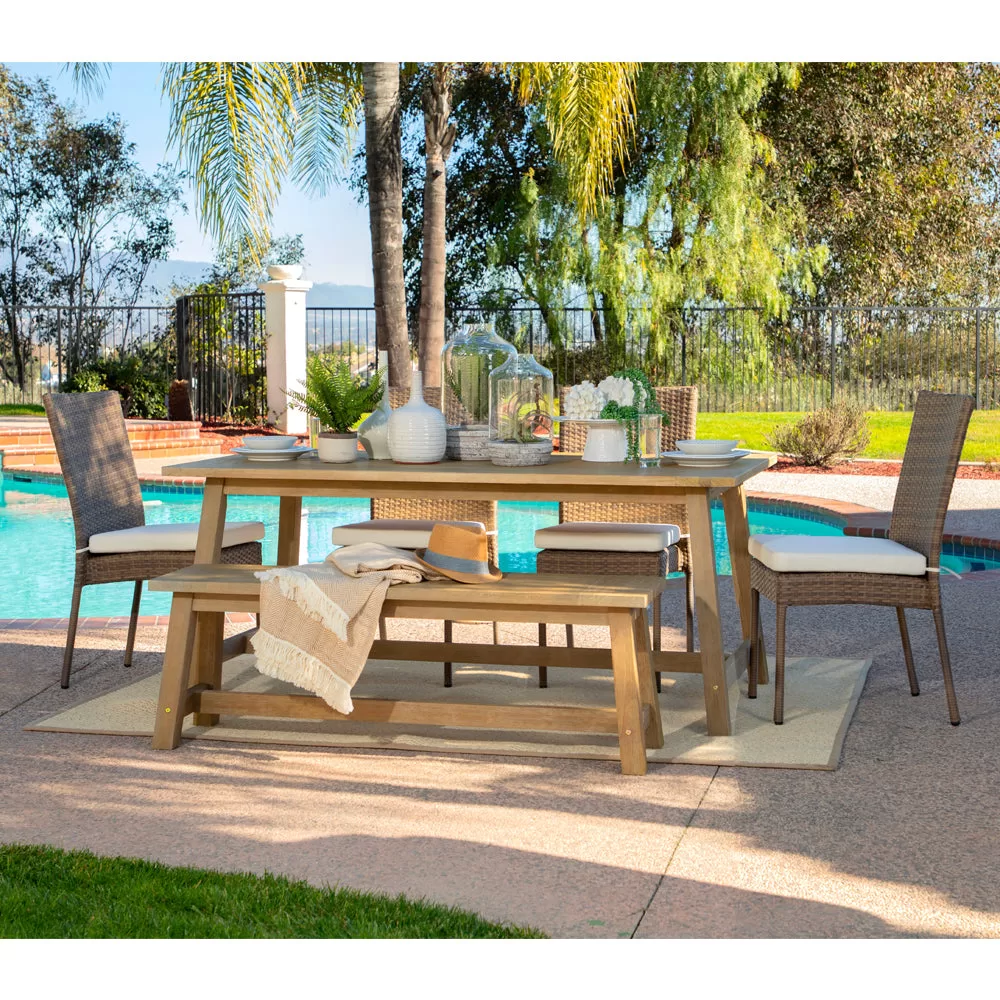 Coaster Sierra 6 Piece Eucalyptus Wooden Outdoor Dining Set Natural Patio Furniture