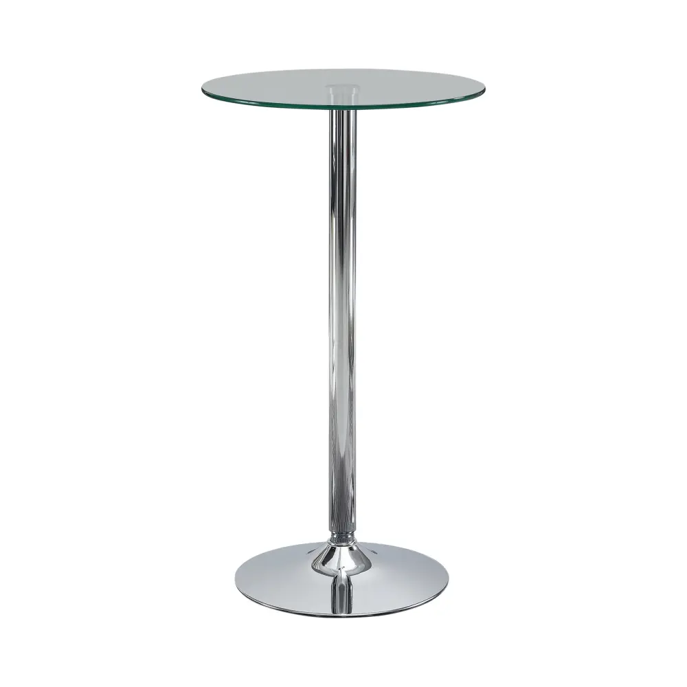 Diamond Modern Furniture COA Round Abiline Pub Height Dining Table Glass Top and Pedestal Base 120341