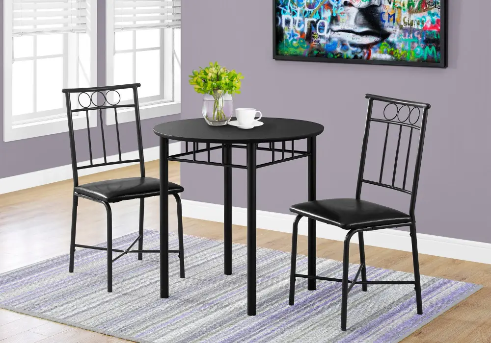 3 Pieces Dining Table Place, Small, Round, Contemporary & Modern
