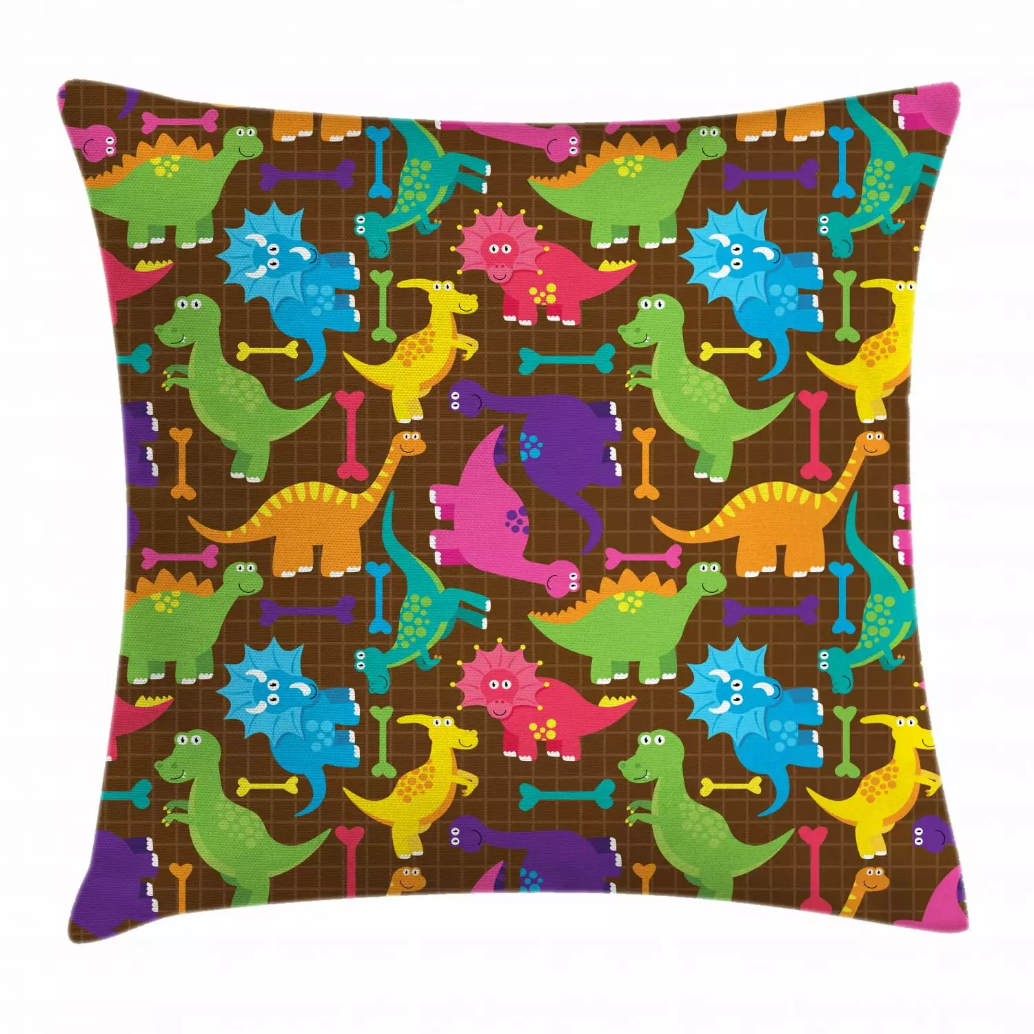 Tyrannosaurus Throw Pillow Cover 16x16 - Video Game Style Dinosaur Decor Ambesonne