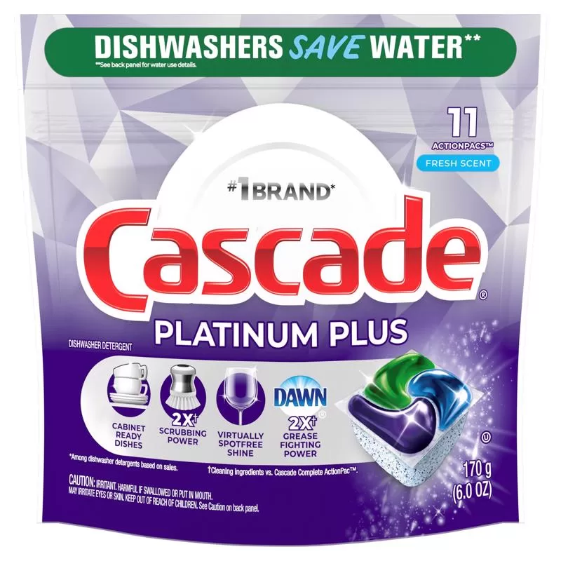 Cascade Platinum Plus Dishwasher Detergent 6 Ounce Powerful Cleaning Pods
