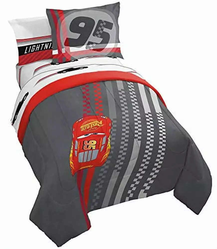 Disney Pixar Cars Race Ready 5 Piece Kids Twin Bed Set 100% Microfiber Grey Jay Franco