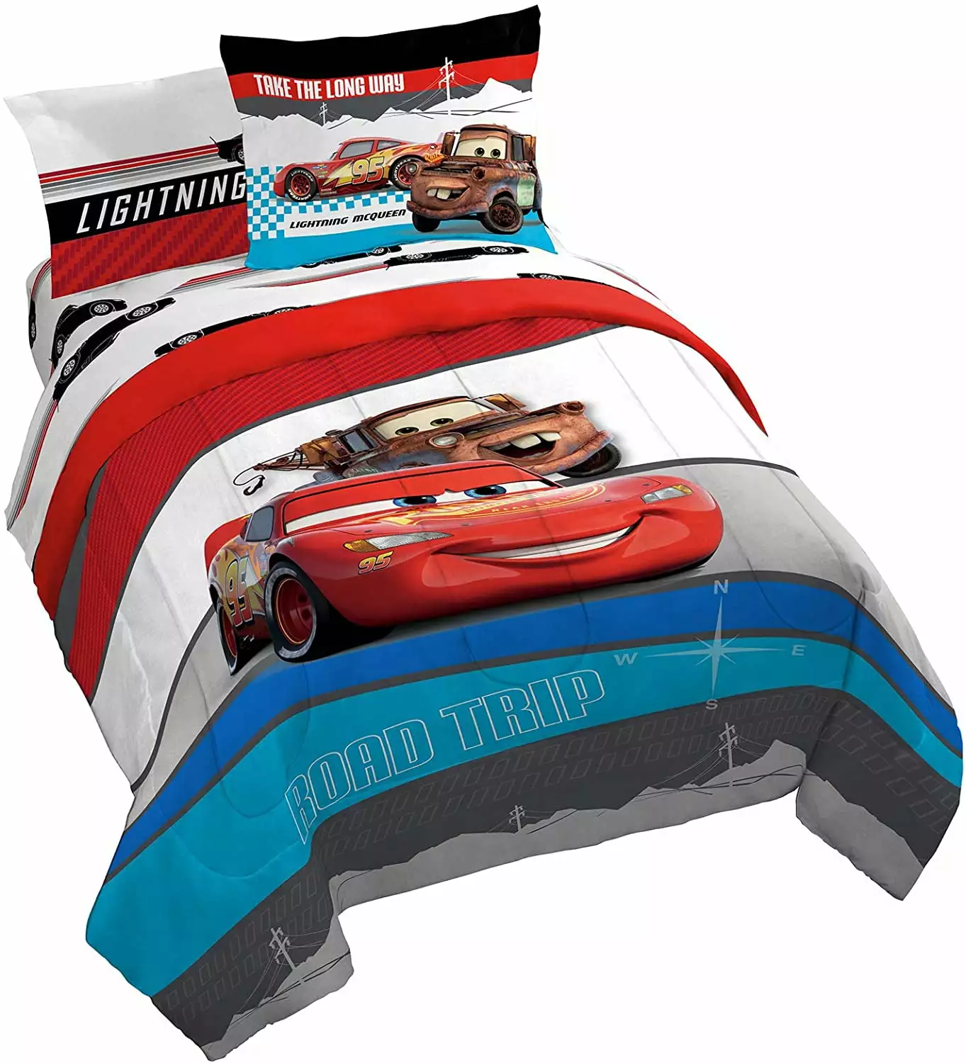 Disney Pixar Cars Racing Machine Multi-Color 5 Piece Twin Bed Set Kids Bedding Jay Franco