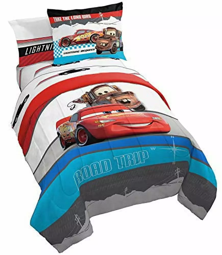 Disney Pixar Cars Racing Machine Red & White 7 Piece Full Bed Set 100% Microfiber Jay Franco