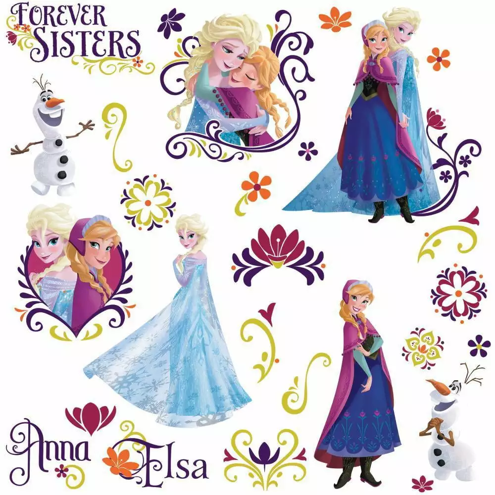 Disney Frozen Elsa Anna Forever Sisters Peel and Stick Wall Decals Girls Room RoomMates