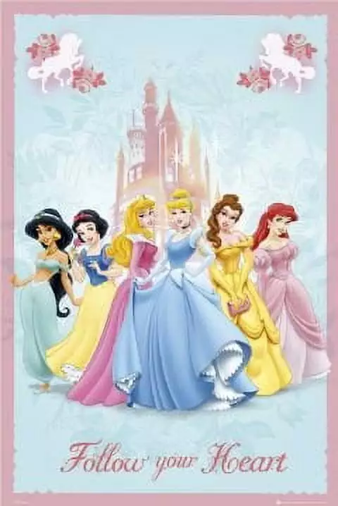 Disney Princess Poster Follow Your Heart 24x36 Inches Inspirational Wall Art HSE USA