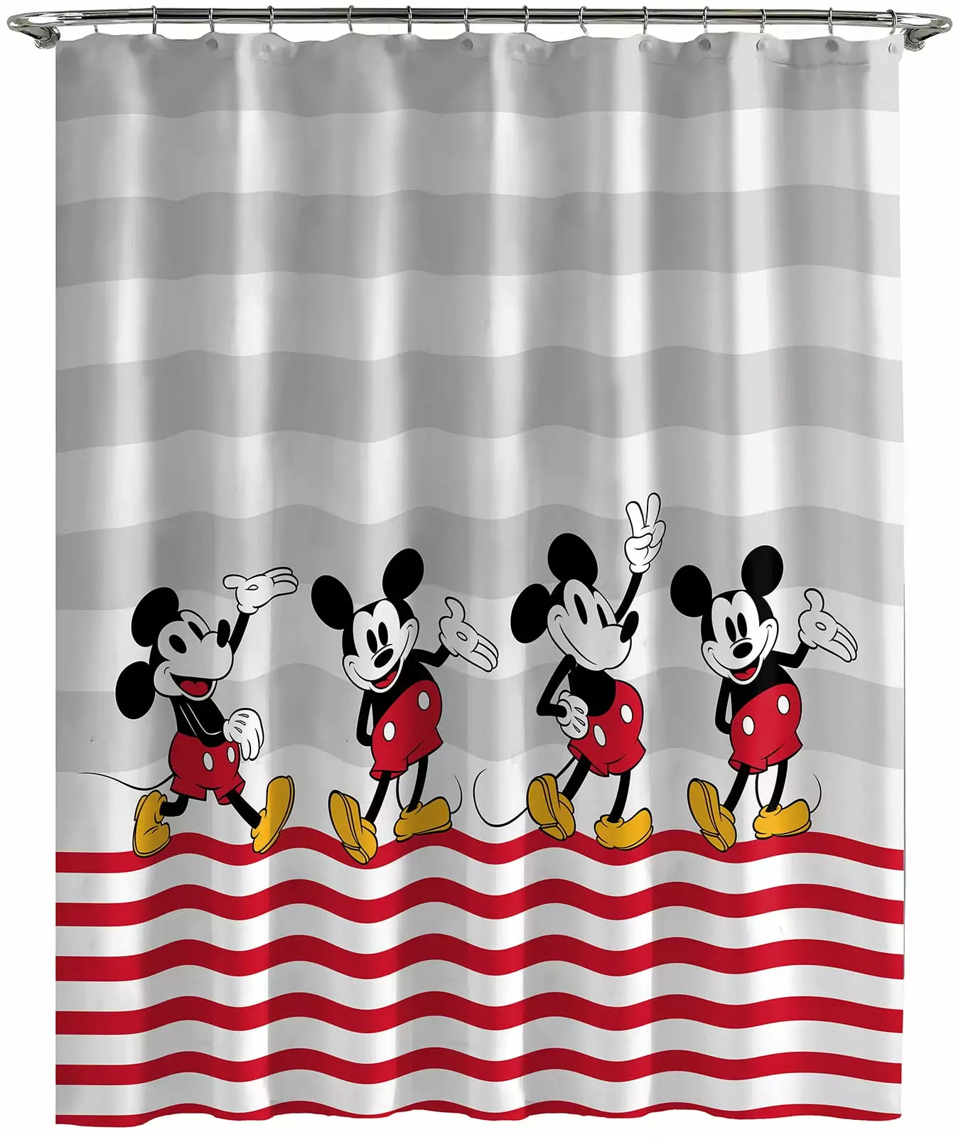 Mickey Mouse Hello There Kids Shower Curtain Grey 100% Microfiber 70x72 Inches Jay Franco