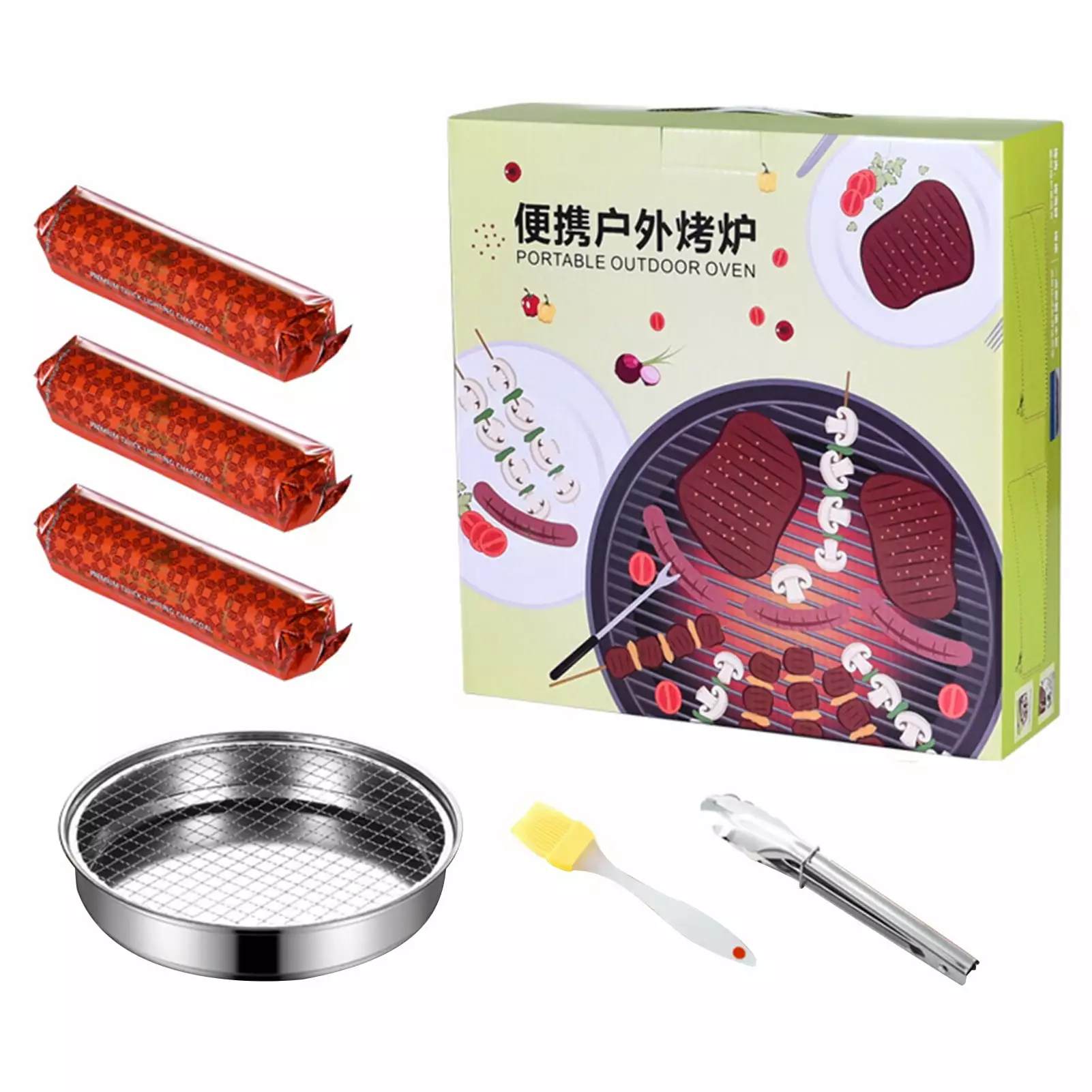 Disposable BBQ Grill 28cm Fast Ignition Smokeless Charcoal Grill Picnic 30pcs Charcoal Luoyi