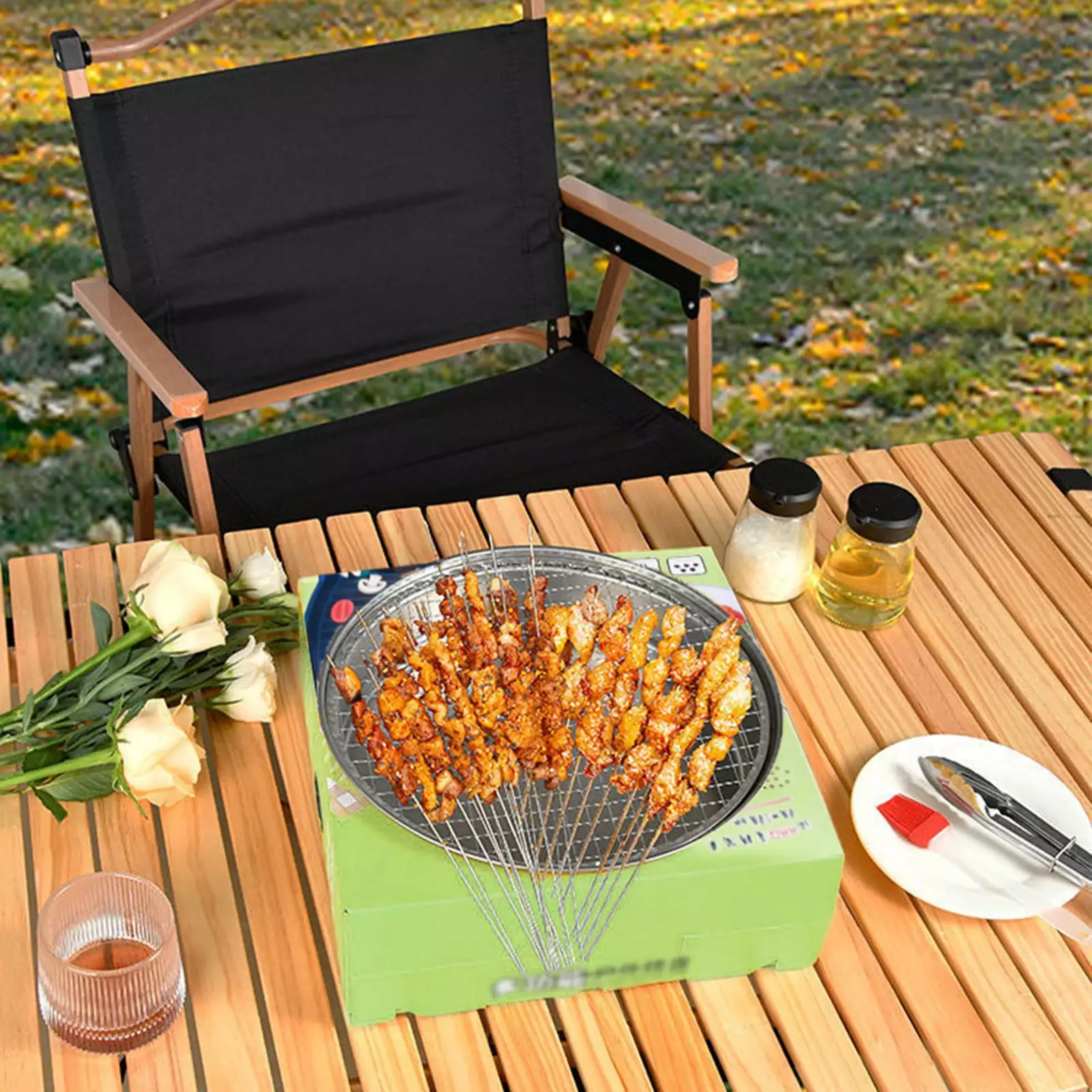 Qiopertar Disposable Travel-friendly Charcoal Grill Camping Outdoor Picnic Carbon Not Included