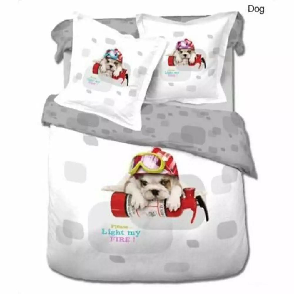 Le Vele Dog Twin Size 4 Piece Duvet Cover Set 100% Cotton - LE454T