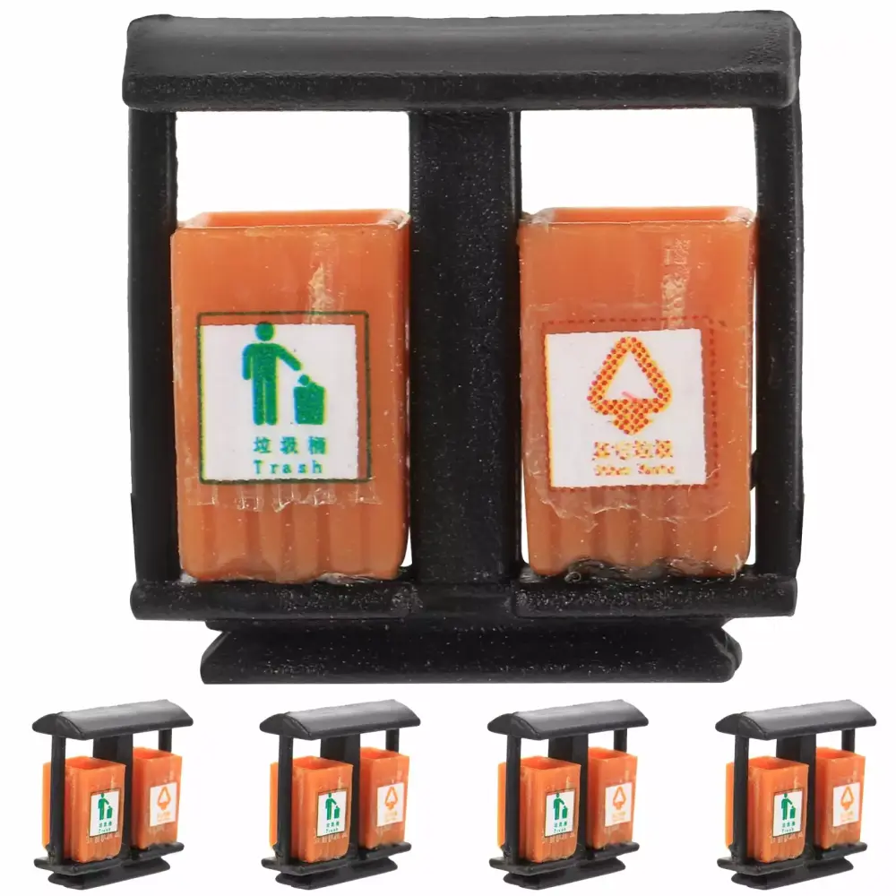 5pcs Mini Trash Can Shape Decor Waste Bin Dollhouse Ornament Sand Table Decor 1