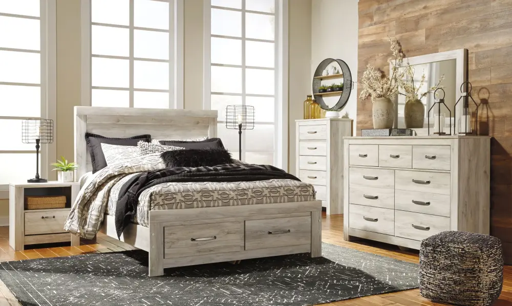 Canopy Bed Bellaby - Dresser, Mirror, Platform Bed Storage Drawers Place