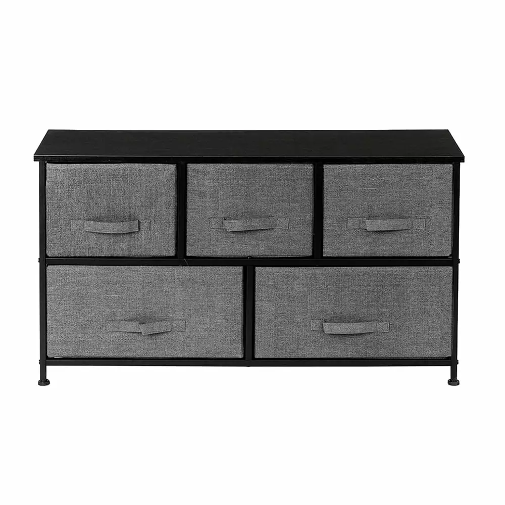 Bluethy 2-Tier Wide Closet Dresser Nursery Dresser Tower 5 Easy Pull Fabric Drawers and Metal Frame Multi-Purpose Arranger...