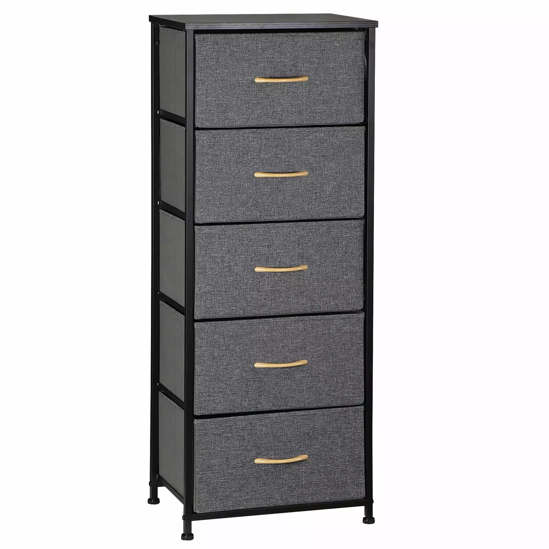 ZENSTYLE Fabric Storage Tower 5 Drawers Arranger Unit Bedroom Living Room Gray