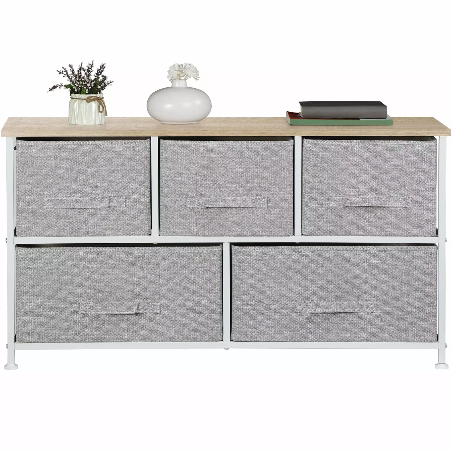ZENSTYLE Steel Frame Wide Dresser Storage Tower 5-Drawer Dresser Bedroom and Hallway