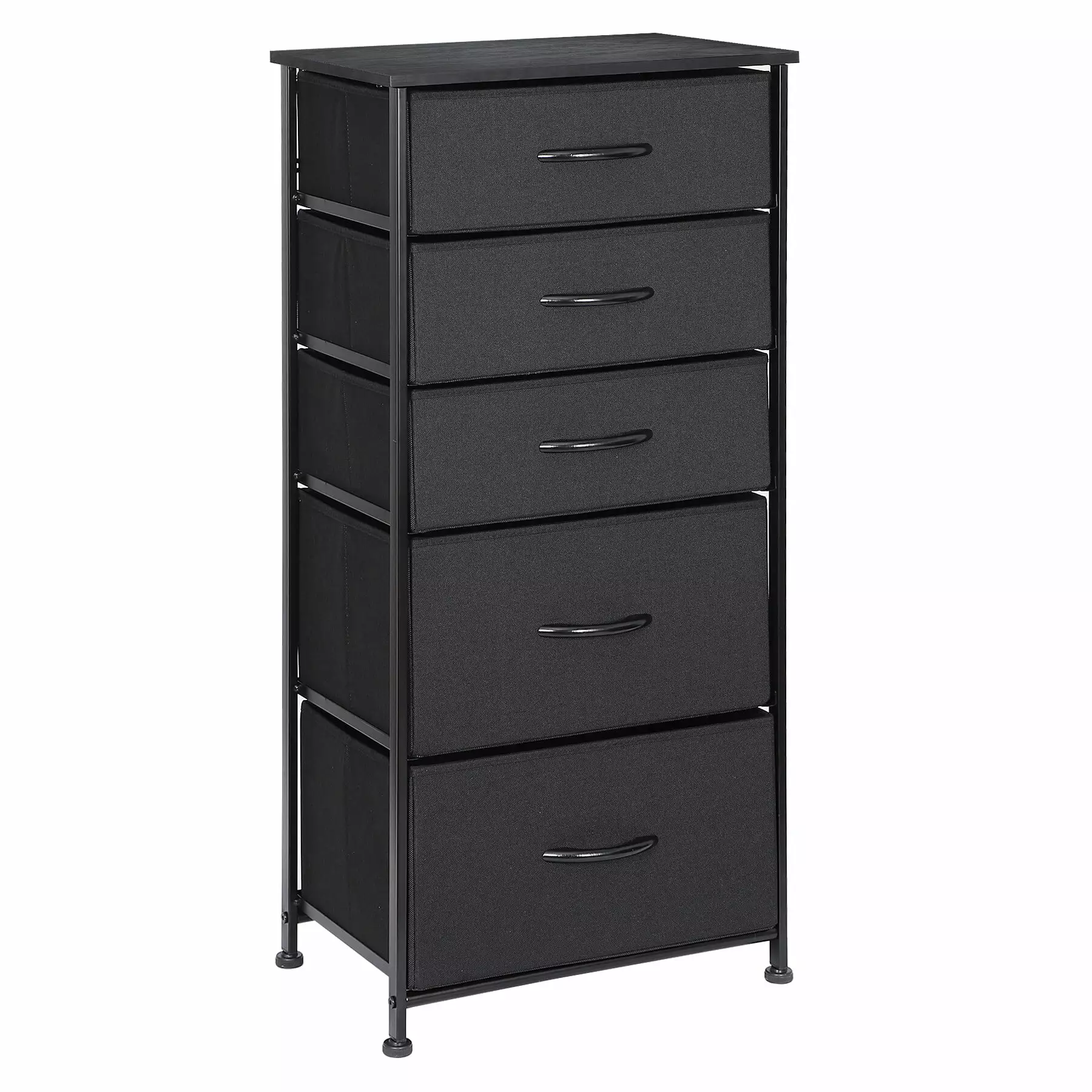 ZENY Dresser 5 Drawers Fabric Storage Tower Bedroom Living Room and Closet Black and Dark Gray