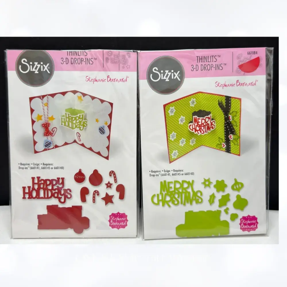 Shatterproof Sizzix MERRY CHRISTMAS & HOLIDAYS DROP INS Dies
