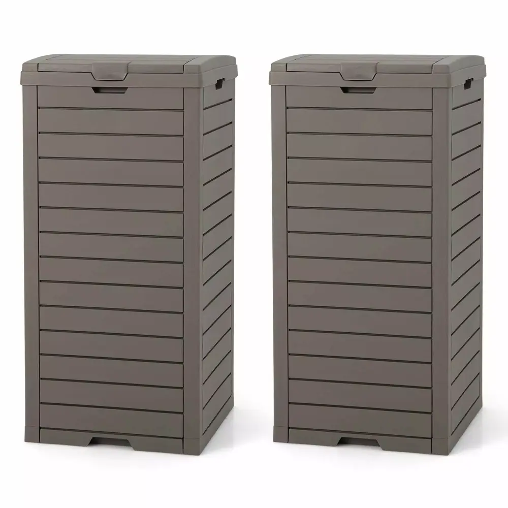 Costway 2-Pack 31 Gallon Outdoor Trash Can Dual Lid Pull-out Drawer 1
