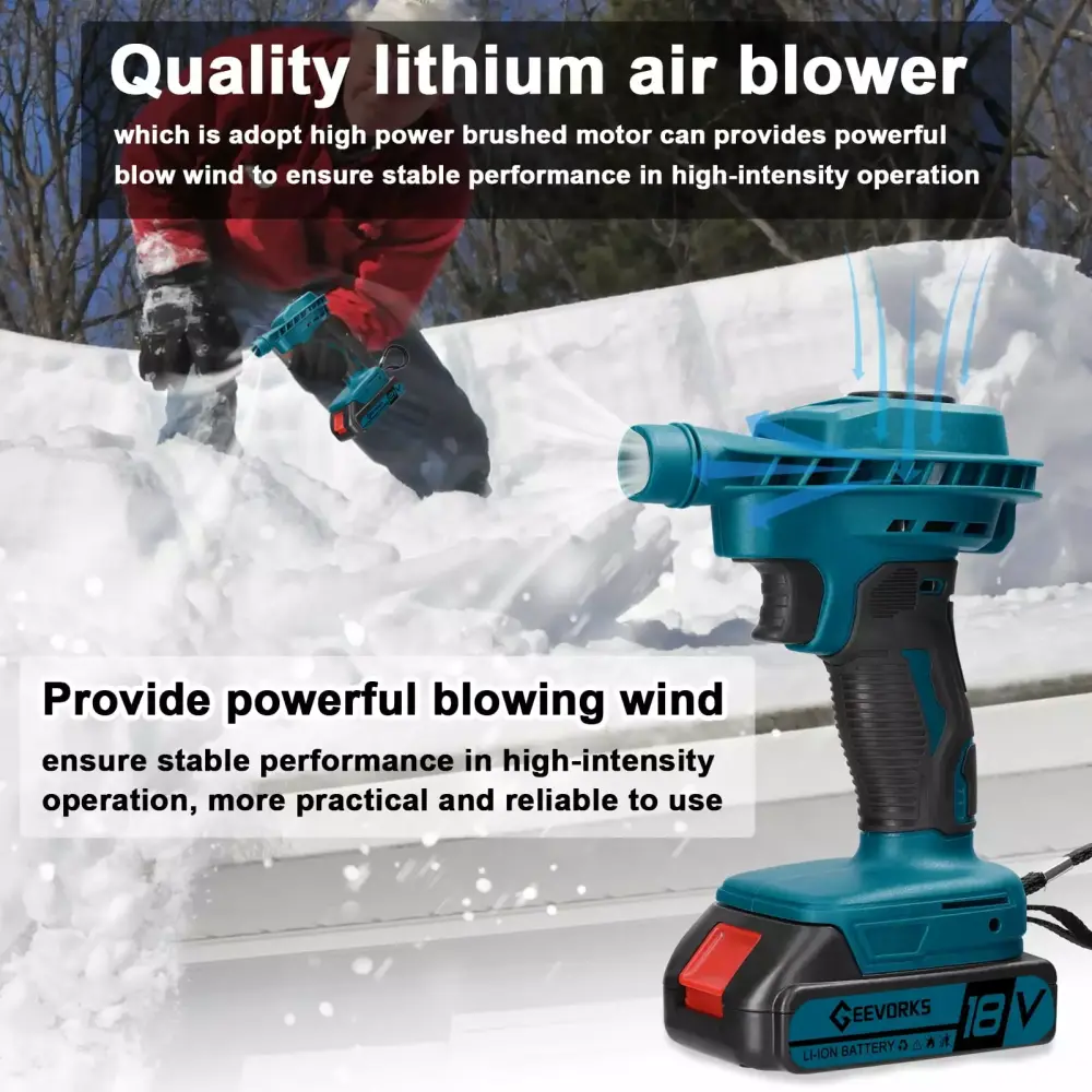 Geevorks Electric Portable Dust Fan Handheld Blower Travel-friendly Snow Cleaner Brushed Motor
