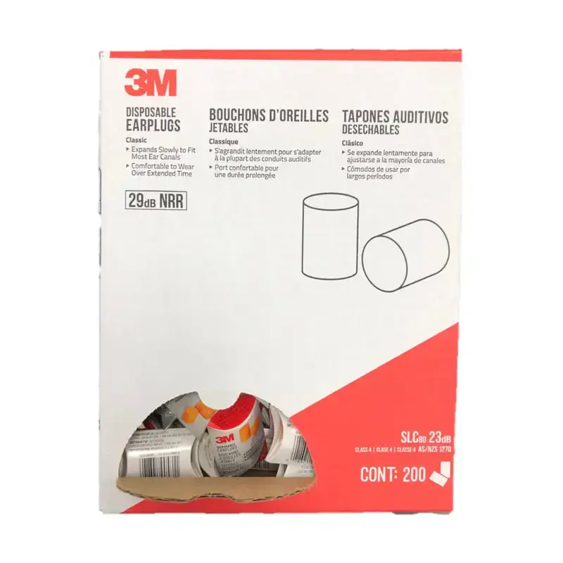 3M 29 dB Foam Ear Plugs Orange 1 Pair Pack 200 Noise Reduction