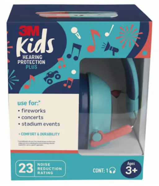 3M PKIDSP-TEAL Kids Hearing Protection Ear Muffs Teal Safe Noise Reduction
