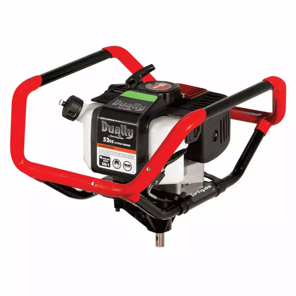 Earthquake Dually 1 or 2 Person 52cc Gas Earth Auger Powerhead Red Post Hole Digging 52cc