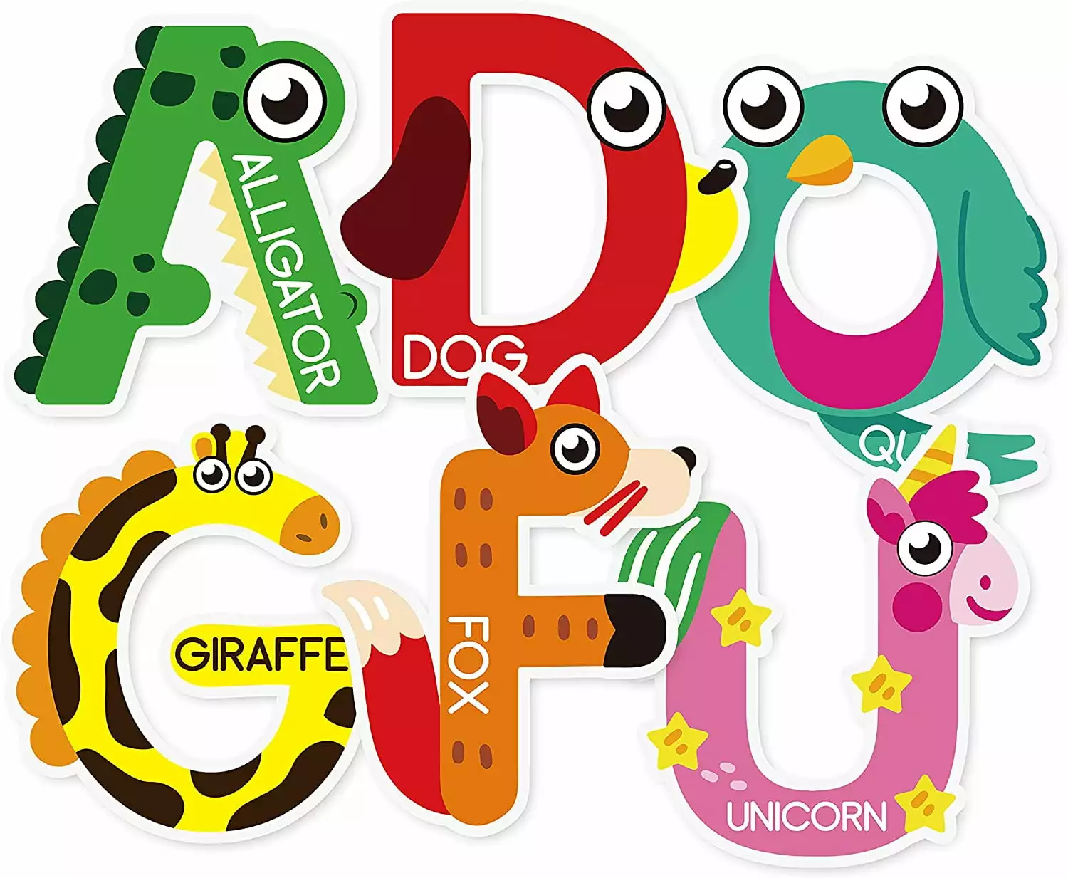 BeYumi 52Pcs Animal Alphabet Wall Decals ABC Letters Learning Cards Montessori Educational Materials