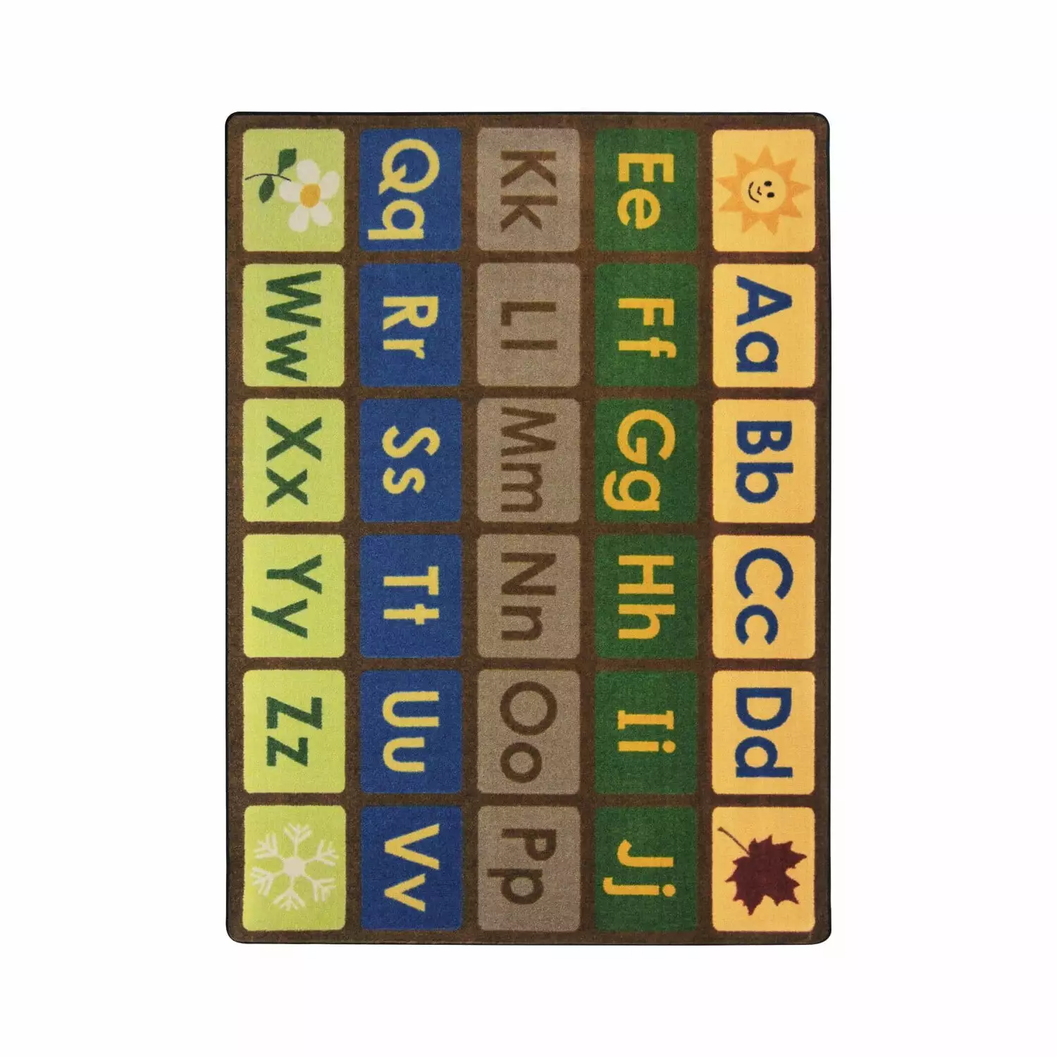 Any Day Alphabet 7'8 x 10'9 Earthtone Educational Area Rug Kids Room Joy Carpets
