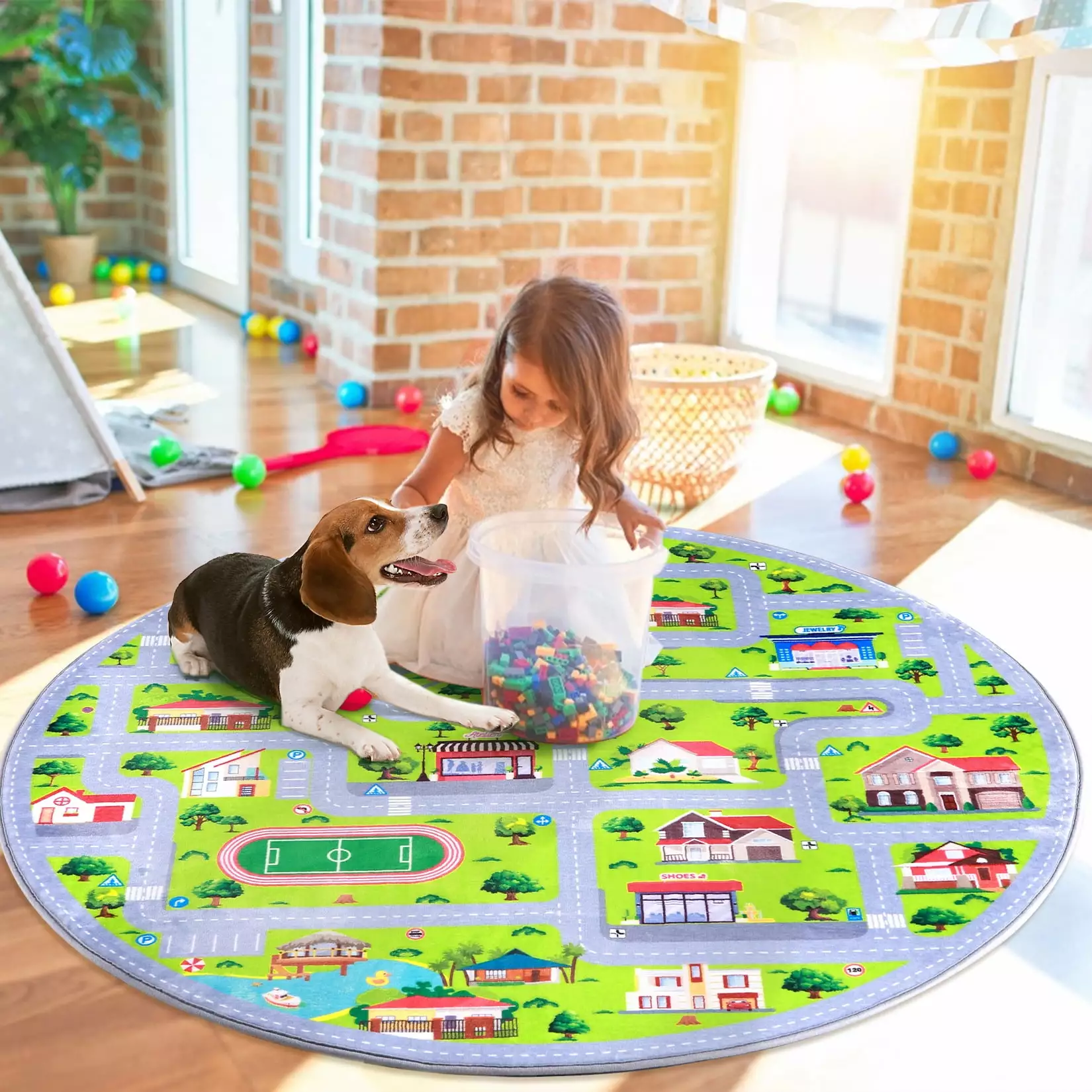 OYang Kids Carpet Playmat Rug Non Slip City Life Educational Street Rugs Soft Area Rug Playroom