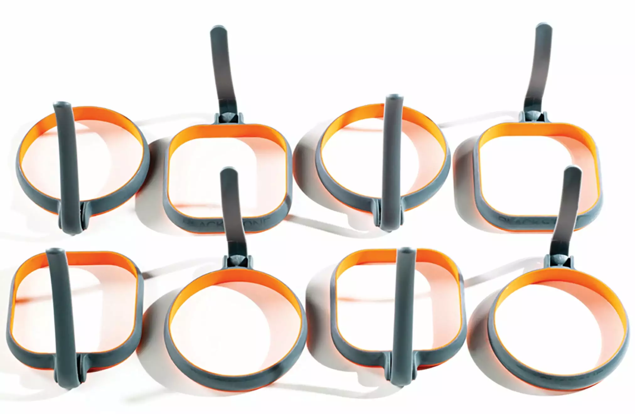 Blackstone 4 Egg Rings Bundle 8 Pack - 4 Square 4 Circle Gray and Orange