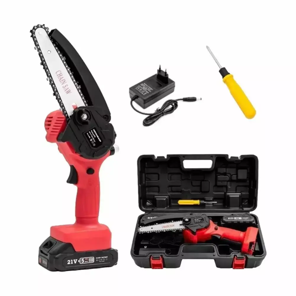 6 Inch 1000W Electric Chainsaw Battery Charger Garden Wood Cutting