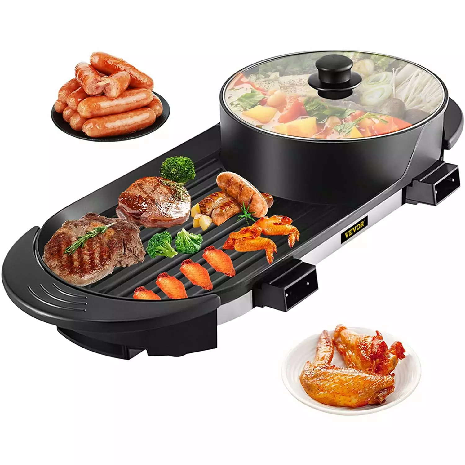 BENTISM 2 1 BBQ Pan Grill and Hot Pot Divider Indoor Korean BBQ and Shabu Shabu