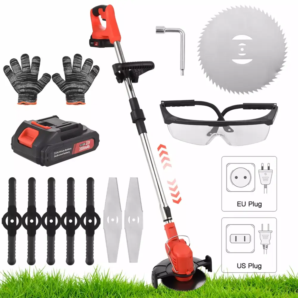 Electric Lawn Mower 21V 3 Types Battery and Weed Trimmer 1