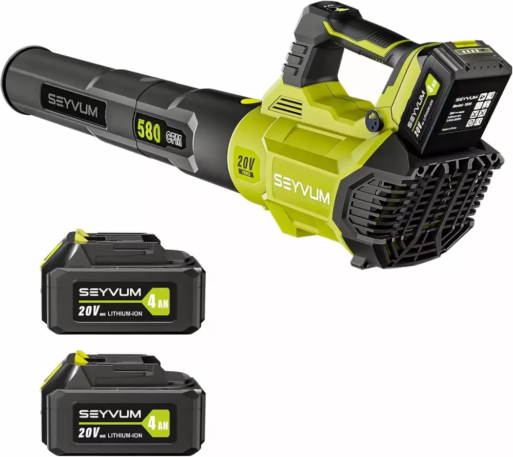 SEYVUM 20V Cordless Leaf Blower 580CFM and 2 X 4.0Ah Battery Lawn Care