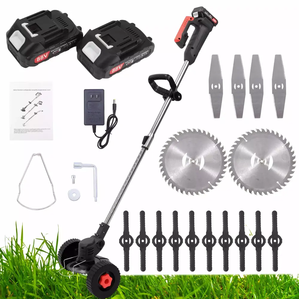 SAYFUT 88V 800W Electric Grass Trimmer Double Wheel Cordless Lawn Mower Adjustable Length
