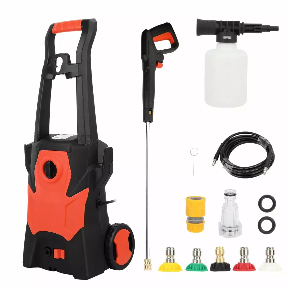Andvari High Power Electric Pressure Washer 120bar 1400W Anti-Slip Rollers Insulation Handle