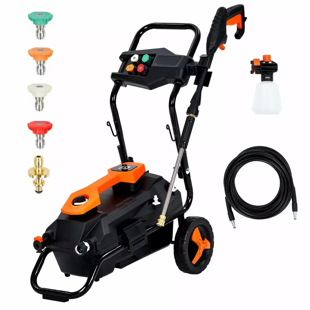 Electric Pressure Washer 1950 PSI 1.5 GPM 4 Nozzles and 400ML Soap Tank Home Use