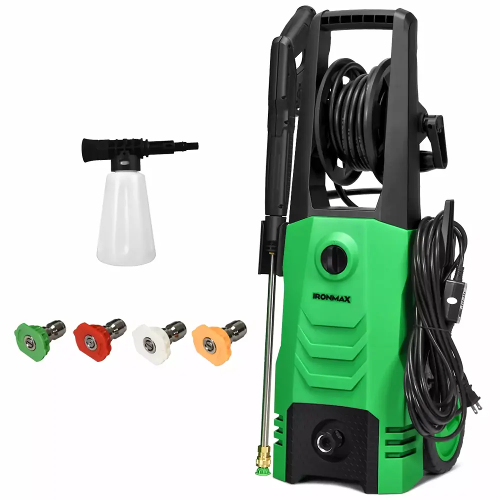 IronMax 3500 PSI Electric Pressure Washer 2.6 GPM 1800W Wheels 4 Nozzles Foam Lance