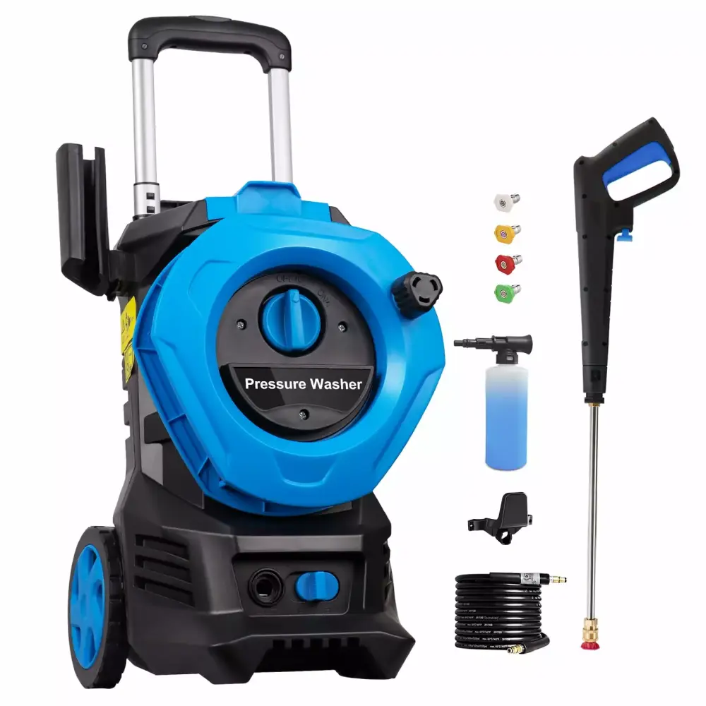 Pressure Washer 3500 PSI Max 2.5 GPM Electric Powered 25FT Hose 4 Nozzles and Soap Tank Blue