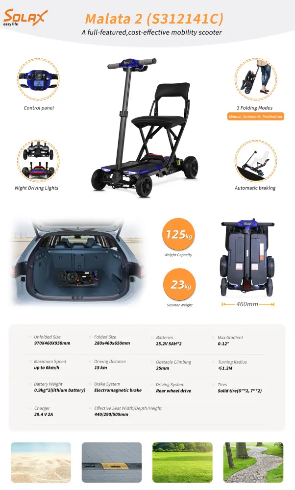 S3121 Electric Folding Mobility Scooter Blue Abs Aluminium Alloy PVC mobifree mobility