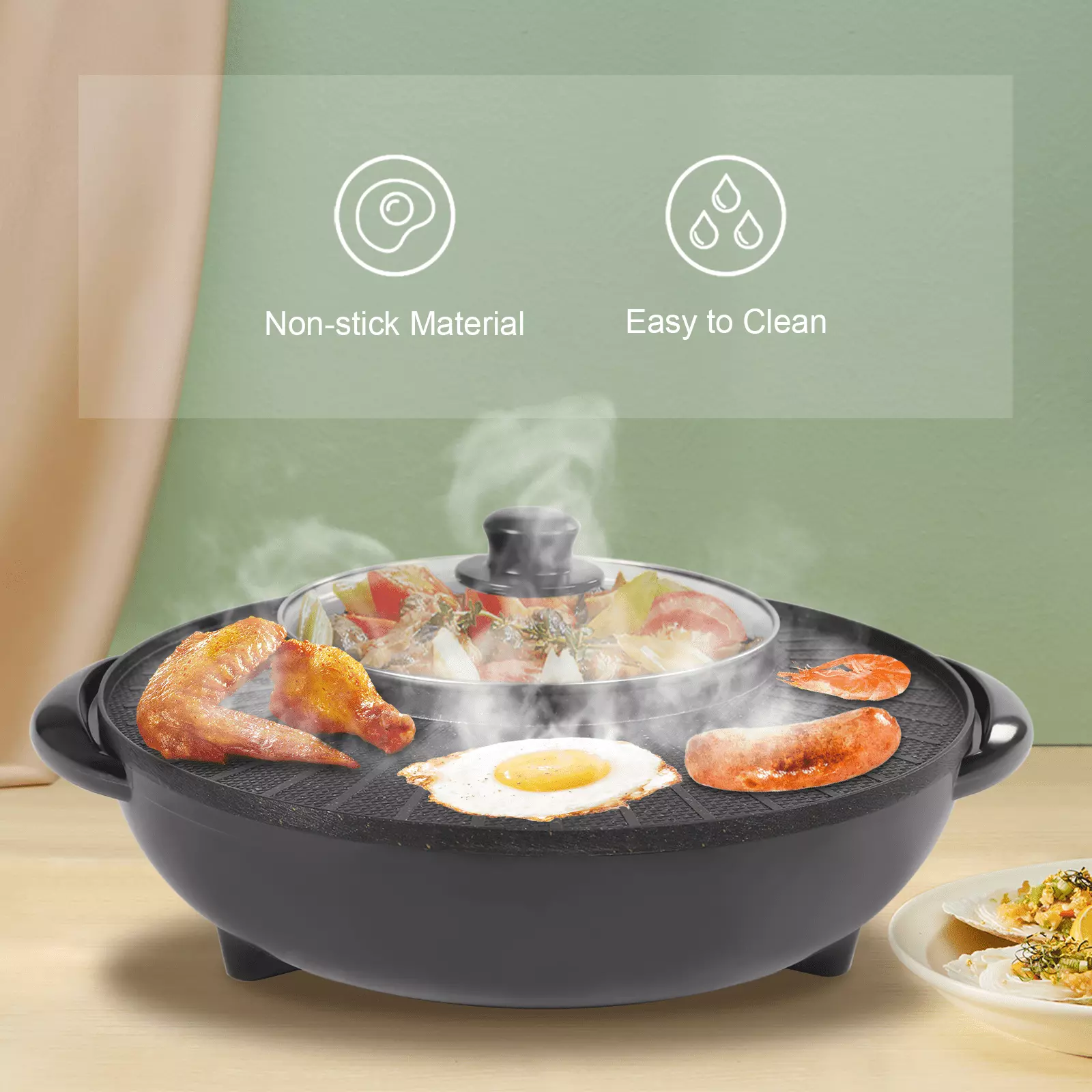 Miumaeov Travel-friendly Circular Edition Hotpot Grill Combo Indoor BBQ