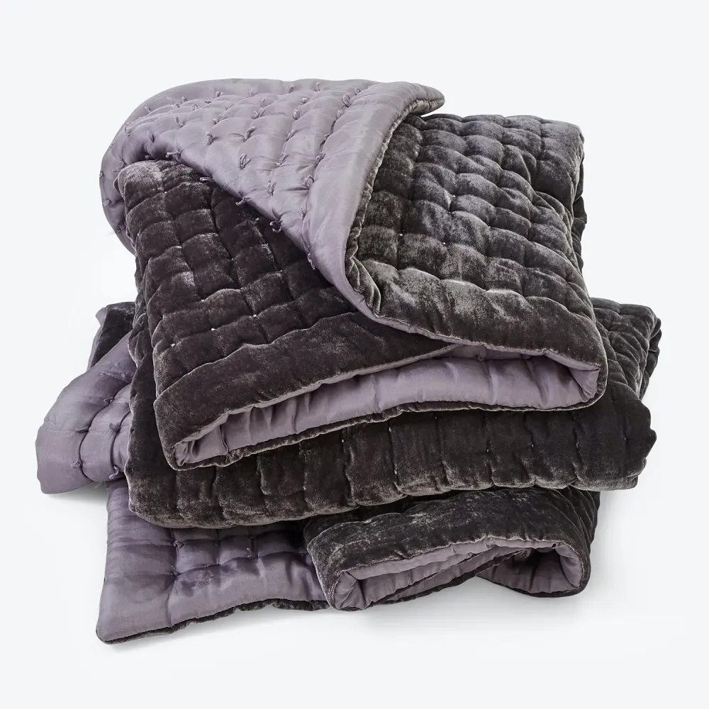 Luminous Velvet Throw, Charcoal